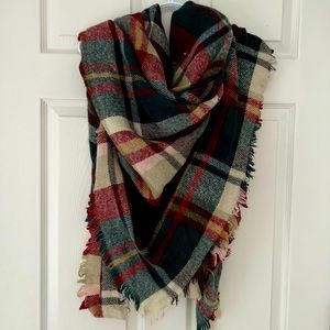 Plaid blanket scarf